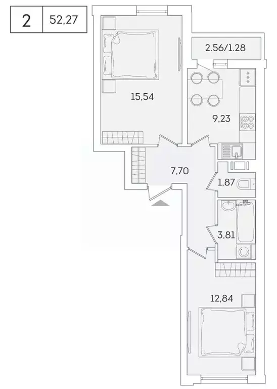 2-к кв. Ленинградская область, Мурино Всеволожский район, ул. ... - Фото 1