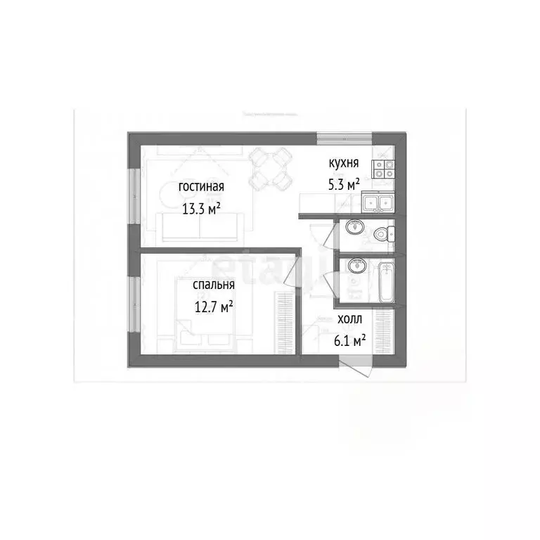 1-комнатная квартира: Воронеж, улица Ломоносова, 114/17 (40.3 м) - Фото 1