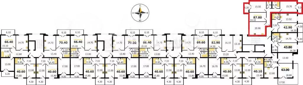 3-к. квартира, 90 м, 6/8 эт. - Фото 1