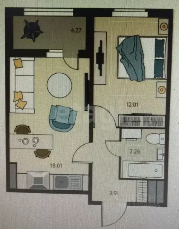 1-к кв. Липецкая область, Липецк ул. Механизаторов, 15А (37.4 м) - Фото 2