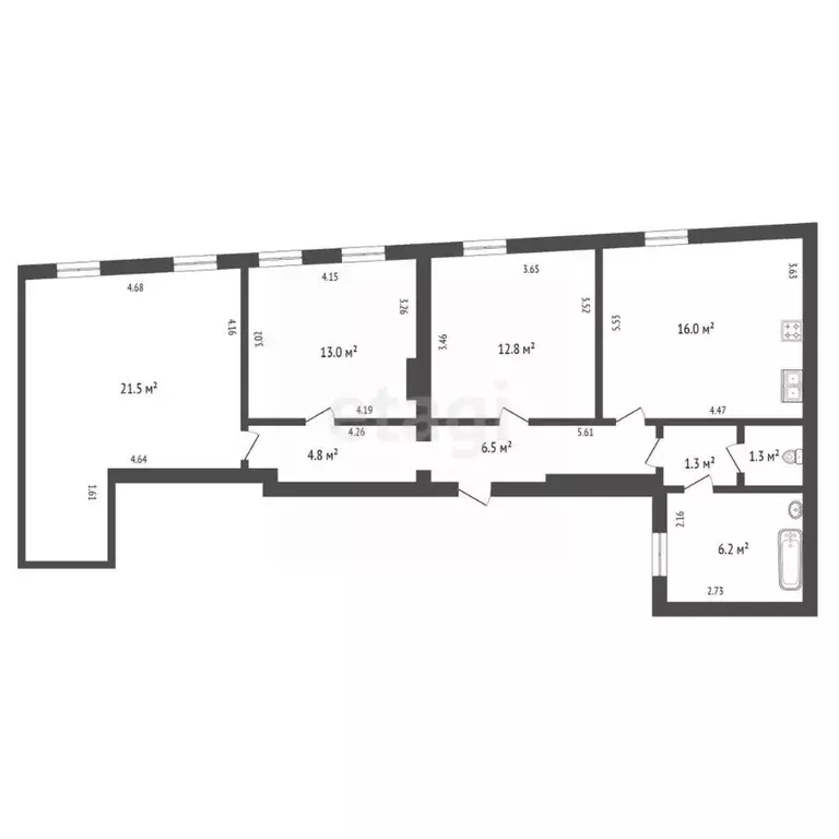 3-к кв. Санкт-Петербург ул. Пестеля, 25 (83.4 м) - Фото 2