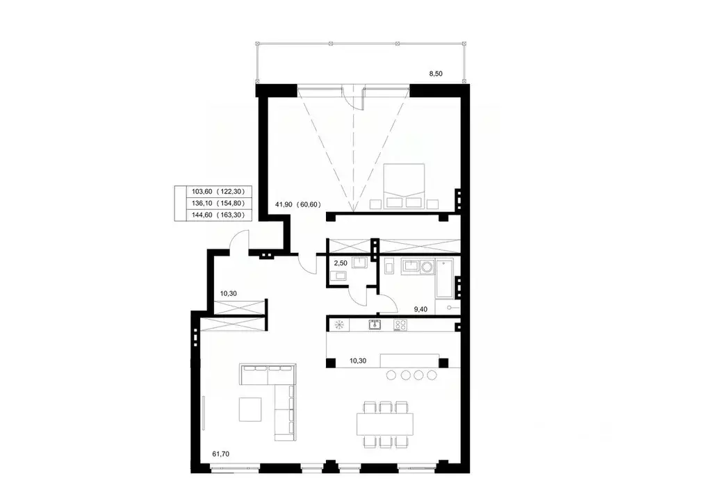 2-к кв. Томская область, Томск ул. Карташова, 13А (170.1 м) - Фото 1