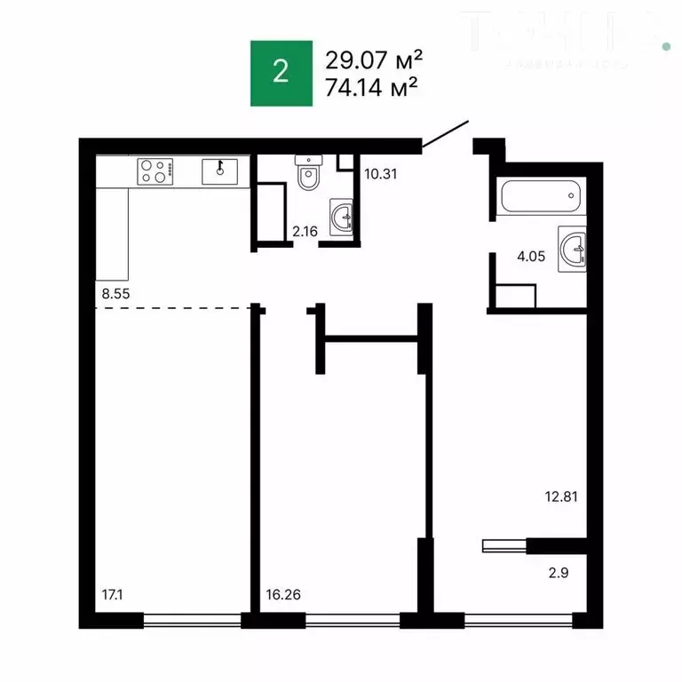 2-комнатная квартира: Пенза, Ладожская улица, 9 (74.14 м) - Фото 0