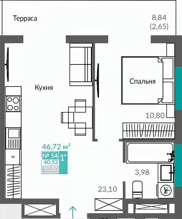 1-к кв. Севастополь Ленинский муниципальный округ,  (40.53 м) - Фото 0