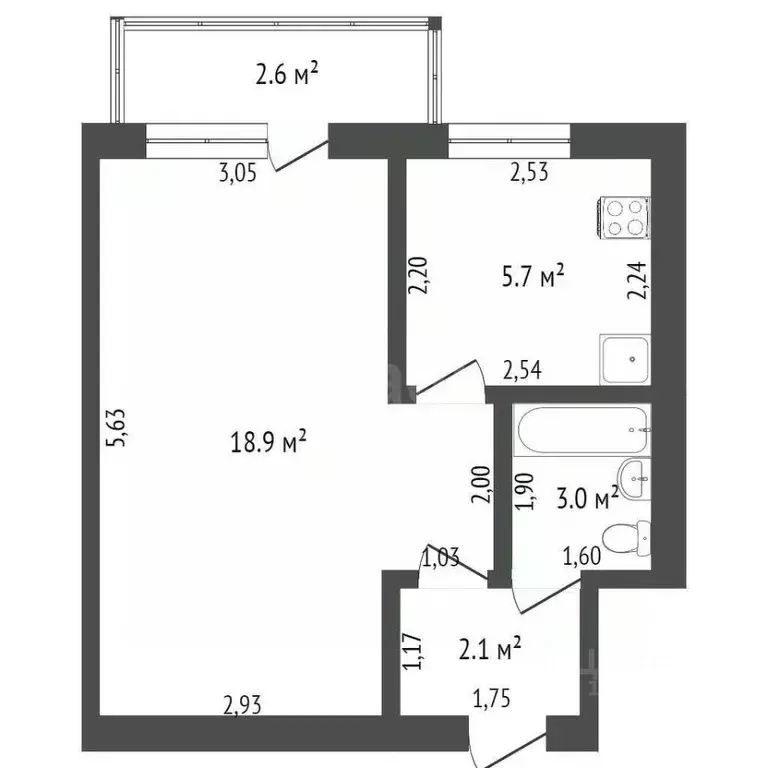 1-к кв. Башкортостан, Стерлитамак Фестивальная ул., 3 (31.1 м) - Фото 1