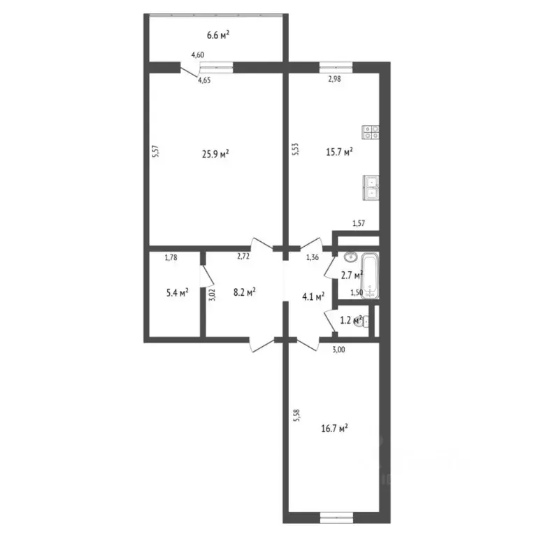 2-к кв. Тюменская область, Тюмень ул. Жуковского, 88/1 (80.0 м) - Фото 2