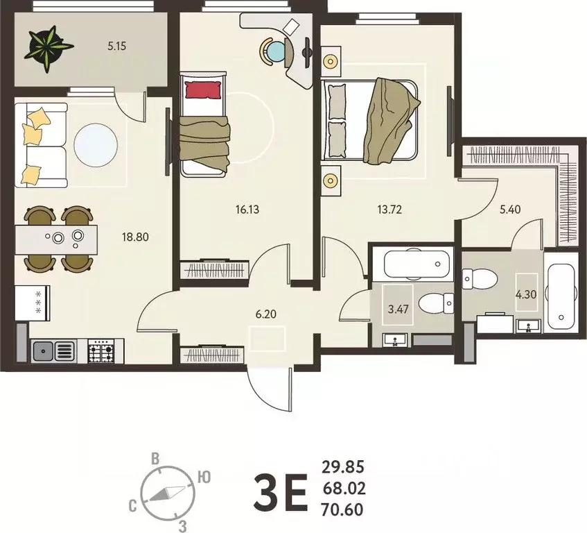 2-к кв. Курская область, Курск Курского завода тракторных запчастей ... - Фото 1