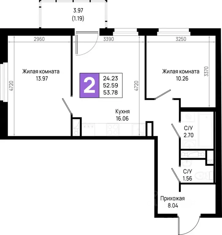 2-к кв. Ленинградская область, Всеволожский район, Свердловское ... - Фото 1