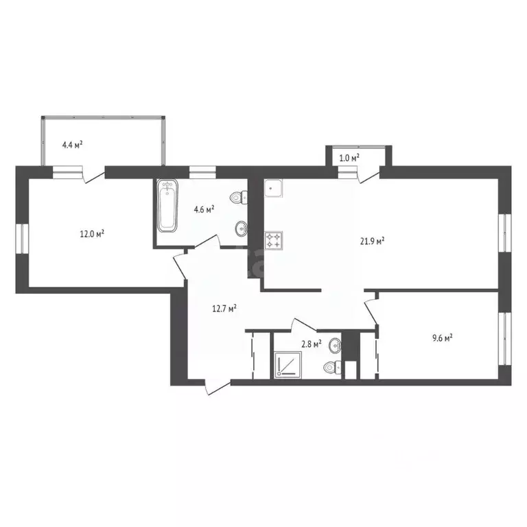 3-к кв. Красноярский край, Красноярск Судостроительная ул., 33 (65.4 ... - Фото 2