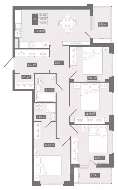 4-к кв. Санкт-Петербург Новгородская ул., 8Б (95.21 м) - Фото 0