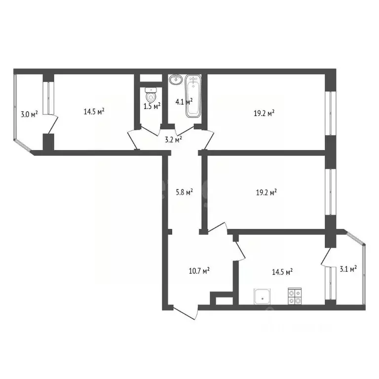 3-к кв. Тюменская область, Тюмень ул. Александра Митинского, 5 (92.04 ... - Фото 1