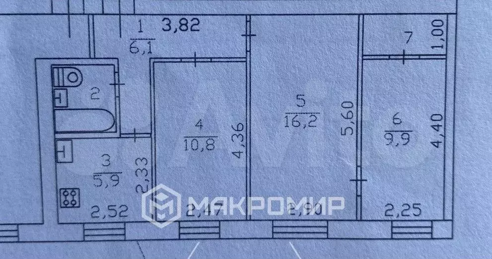 3-к. квартира, 54 м, 1/5 эт. - Фото 0