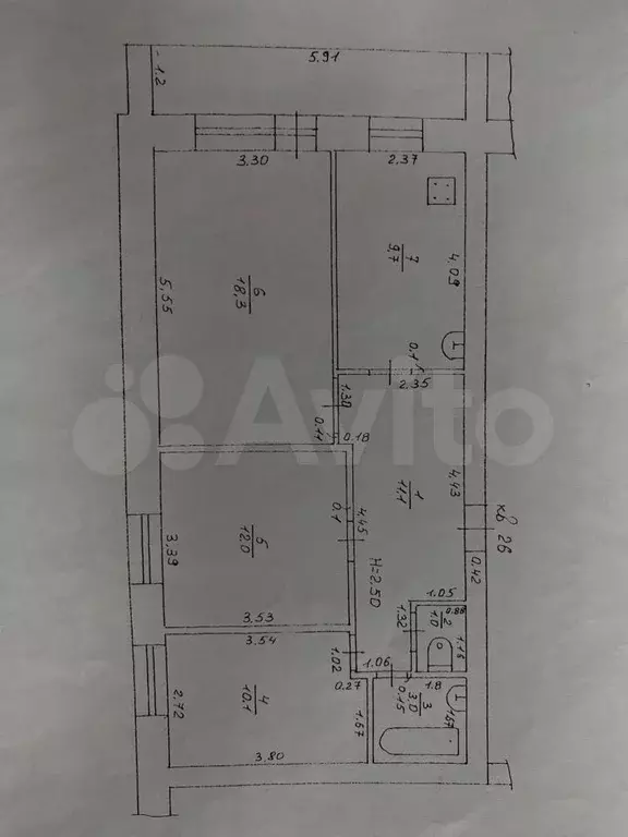 3-к. квартира, 65,2 м, 3/3 эт. - Фото 0