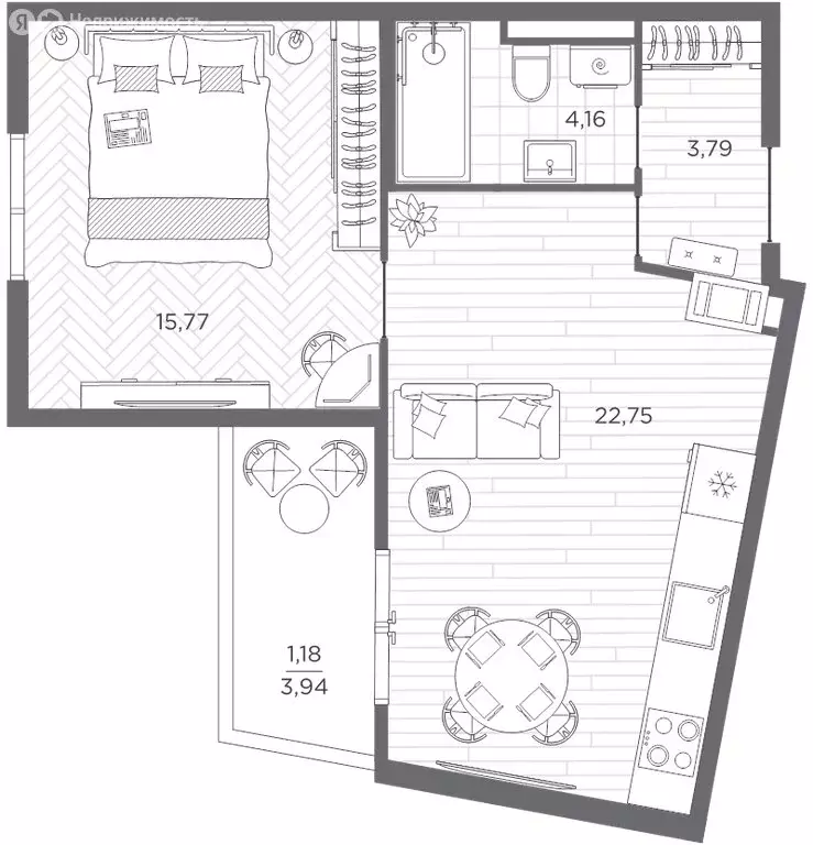 1-комнатная квартира: Санкт-Петербург, проспект Бакунина, 33 (47.8 м) - Фото 1