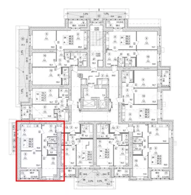 2-к. квартира, 65 м, 3/17 эт. - Фото 1