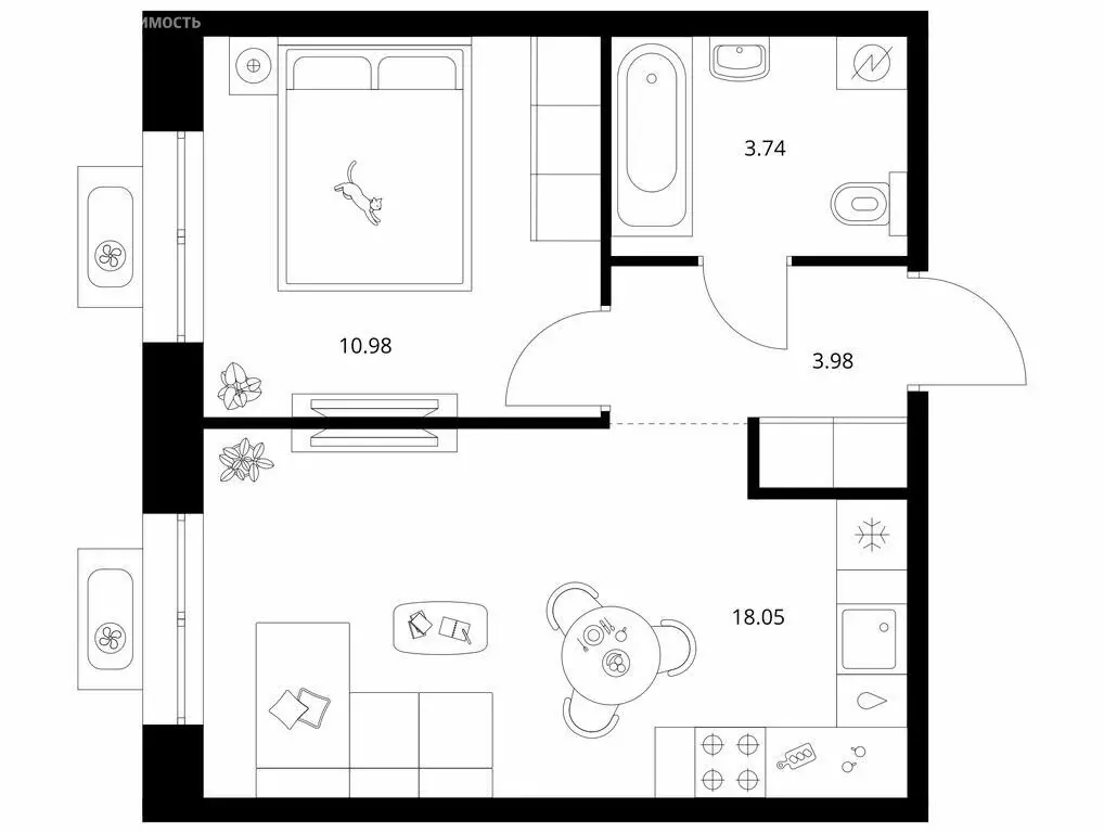 1-комнатная квартира: Улан-Удэ, Советская улица, 9 (36.75 м) - Фото 1