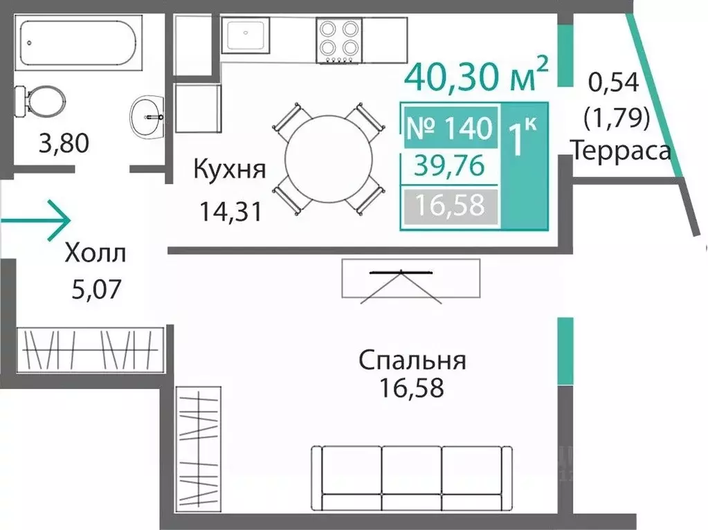 1-к кв. Крым, Симферополь Крымская роза мкр,  (40.3 м) - Фото 0