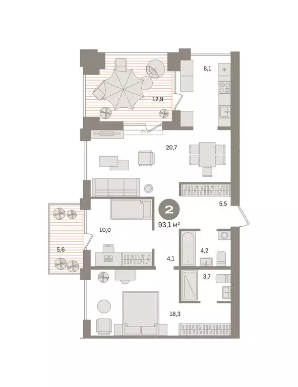 2-комнатная квартира: Новосибирский район, рабочий посёлок Краснообск, ... - Фото 2