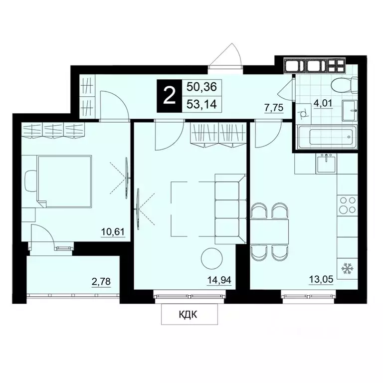 2-к кв. Самарская область, Самара АмГрад жилой комплекс (51.75 м) - Фото 1