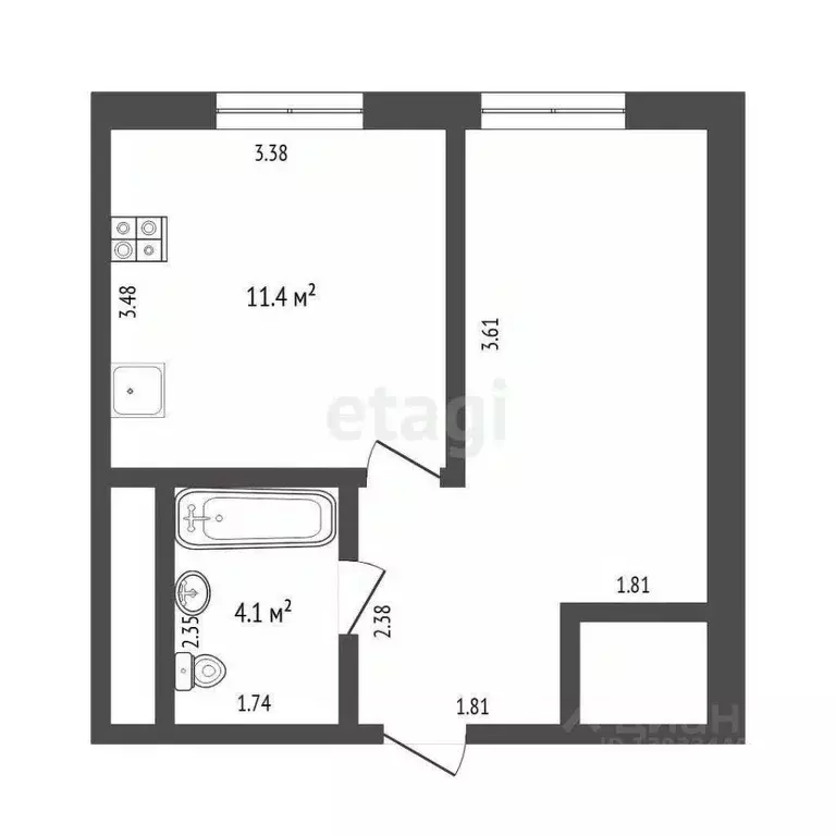 1-к кв. Тюменская область, Тюмень Новгородская ул., 14 (33.2 м) - Фото 1