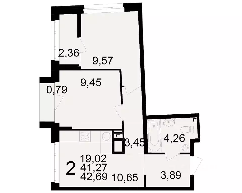 2-к кв. Рязанская область, Рязань Аура жилой комплекс (41.27 м) - Фото 1
