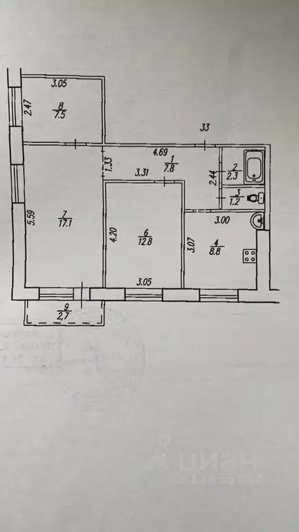 3-к кв. Башкортостан, Уфа Вологодская ул., 11 (57.5 м) - Фото 1