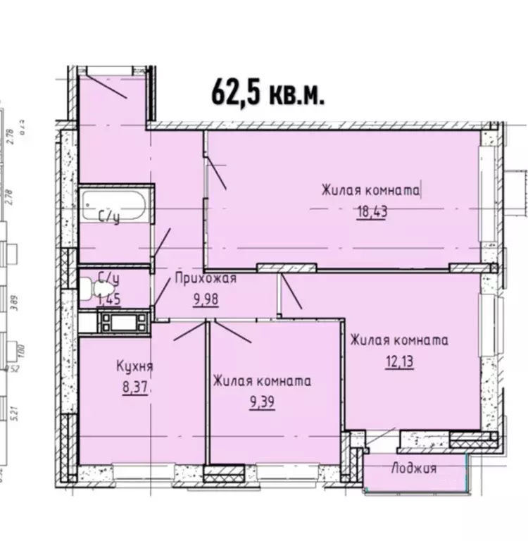 Квартира, 3 комнаты, 60 м - Фото 1