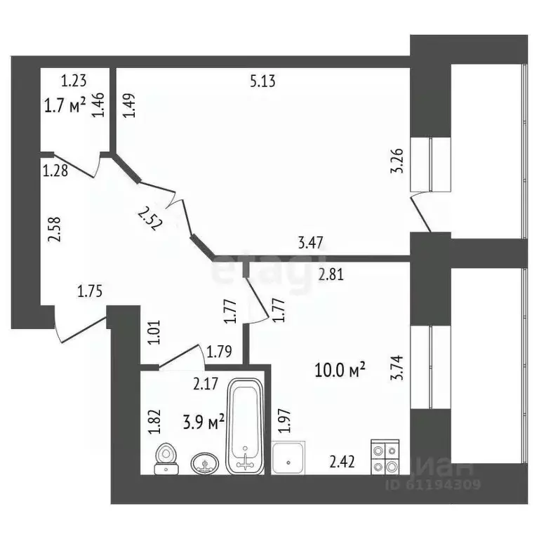 1-к кв. Мордовия, Саранск ул. Гагарина, 96 (39.0 м) - Фото 1