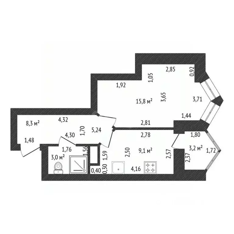 1-к кв. Башкортостан, Уфа Караидельская ул., 60 (36.2 м) - Фото 2