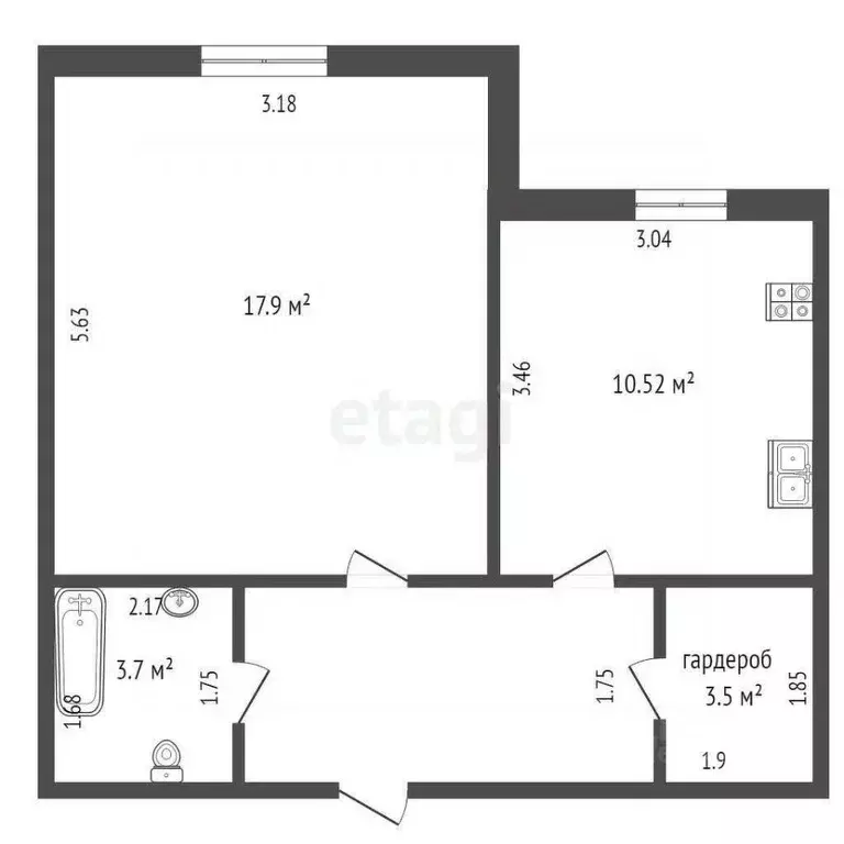 1-к кв. Севастополь ул. Челнокова, 17к2Г (38.9 м) - Фото 2