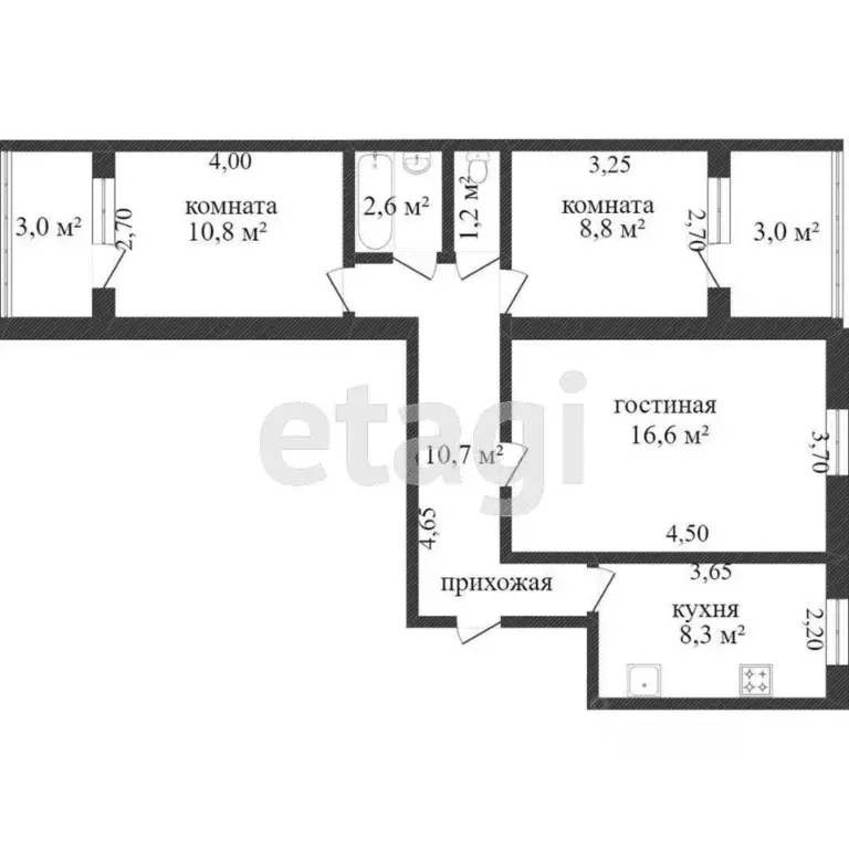 3-к кв. Хабаровский край, Комсомольск-на-Амуре ул. Лазо, 78 (62.7 м) - Фото 2