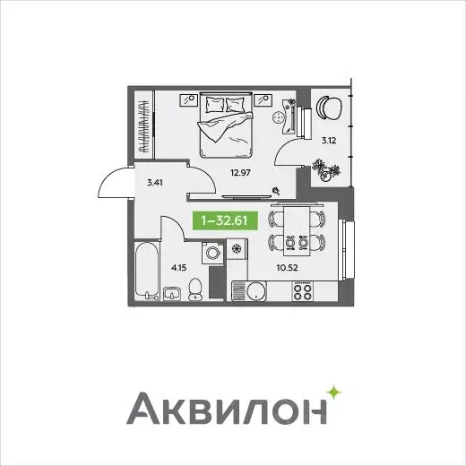 1-к кв. Архангельская область, Северодвинск  (32.61 м) - Фото 0