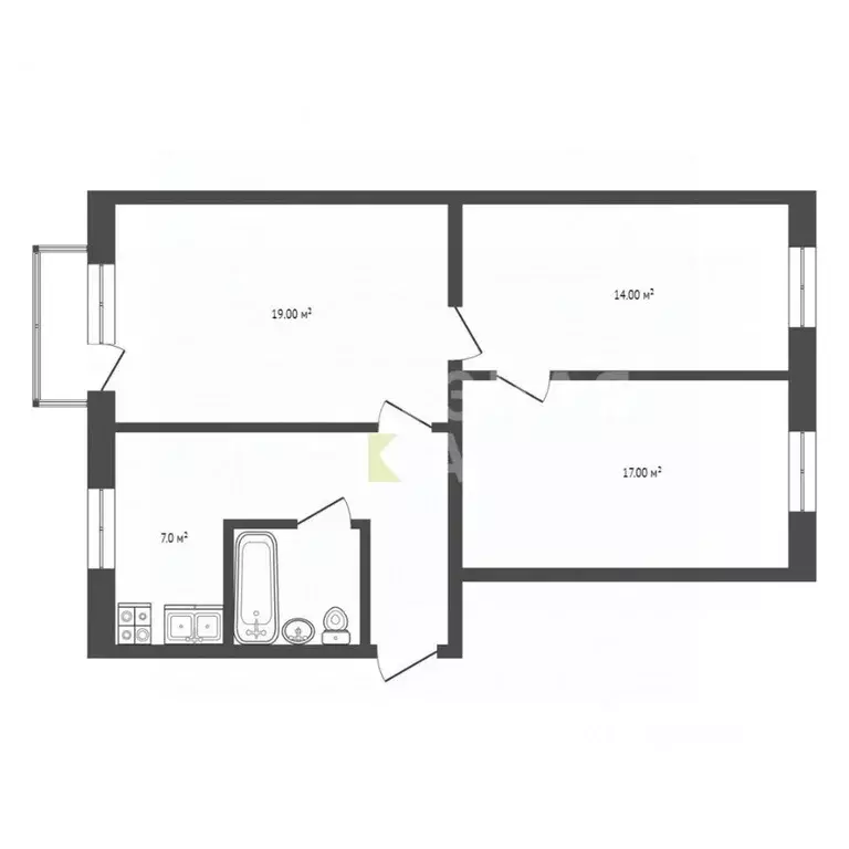 3-к кв. Новгородская область, Боровичи ул. Физкультуры, 32 (62.3 м) - Фото 2
