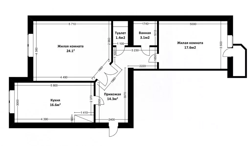 2-к кв. Кабардино-Балкария, Нальчик Московская ул. (77.21 м) - Фото 2