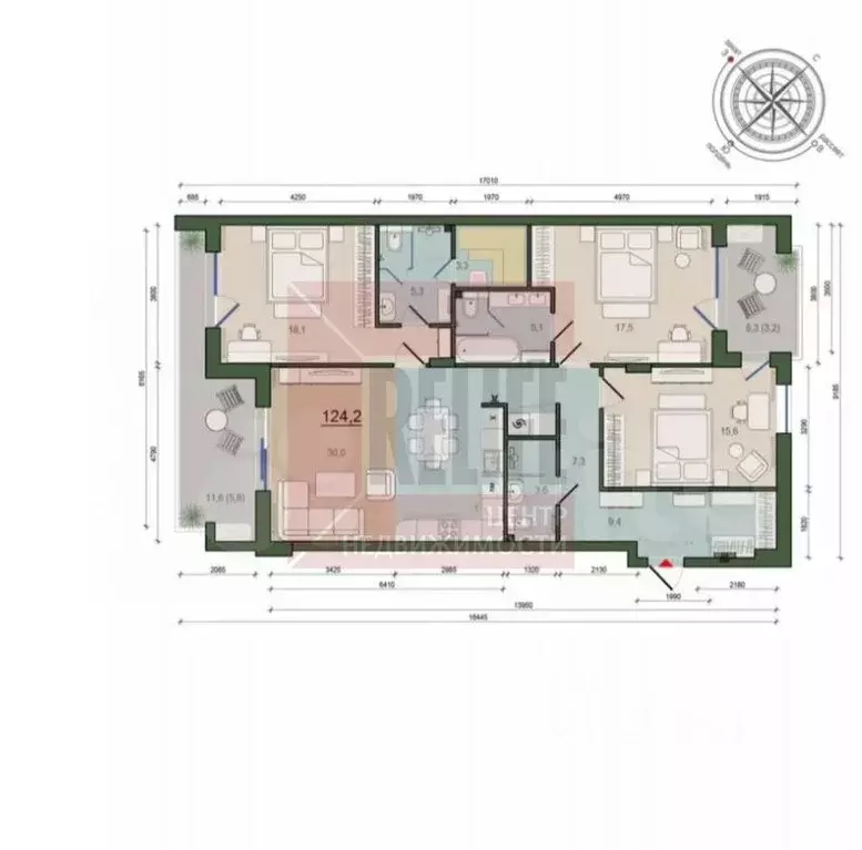 3-к кв. Калининградская область, Калининград ул. Молодой Гвардии, 34 ... - Фото 2