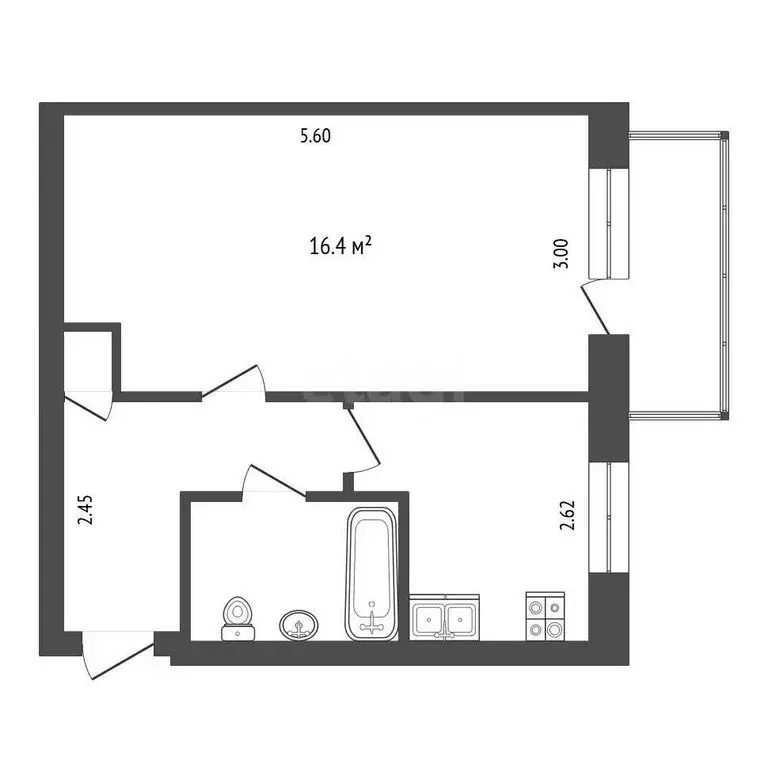1-комнатная квартира: Тюмень, Рижская улица, 43 (30.1 м) - Фото 1