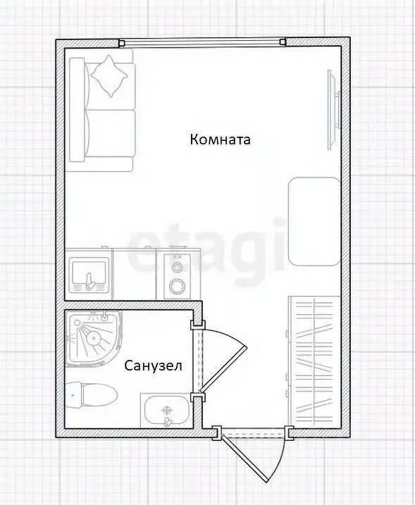 Студия Приморский край, Владивосток ул. Надибаидзе, 32 (23.4 м) - Фото 1