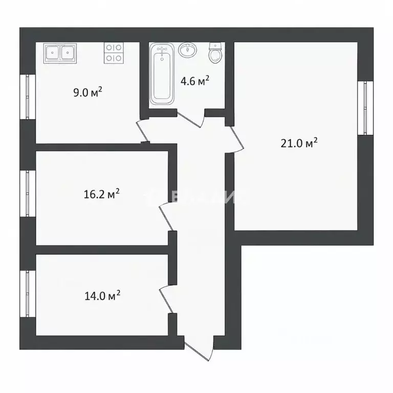 3-к кв. Москва ул. Винокурова, 10К1 (78.4 м) - Фото 2
