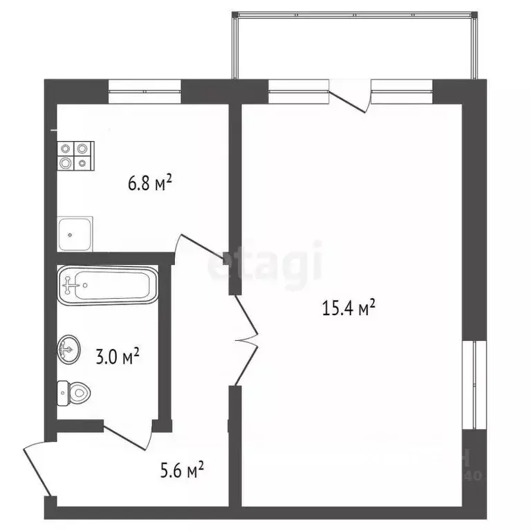 1-к кв. Крым, Феодосия ул. Галерейная, 15 (30.8 м) - Фото 2