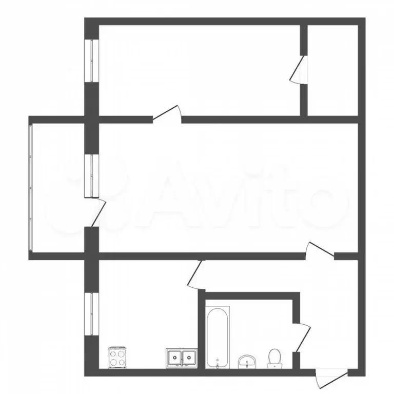 2-к. квартира, 42 м, 2/4 эт. - Фото 0