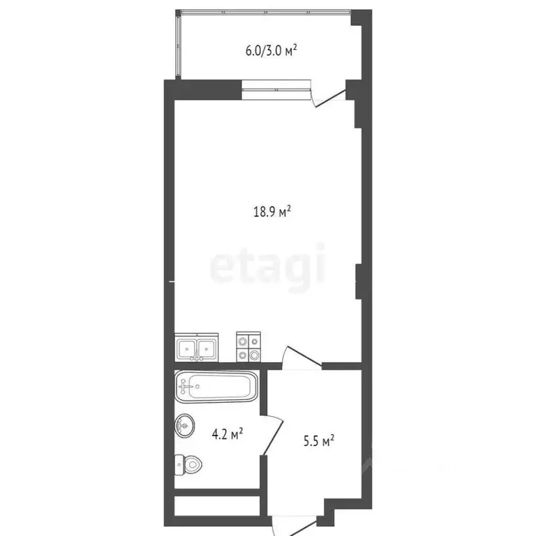 Студия Московская область, Химки 9 Мая ул., 21к3 (27.1 м) - Фото 1