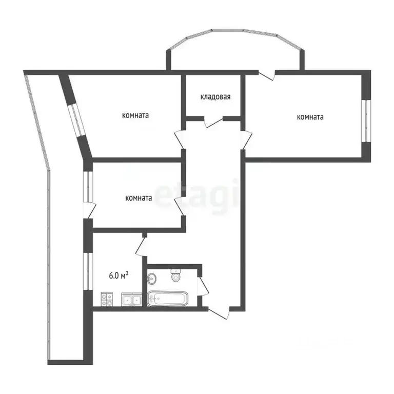 3-к кв. Ханты-Мансийский АО, Сургут ул. Гагарина, 12 (77.5 м) - Фото 1