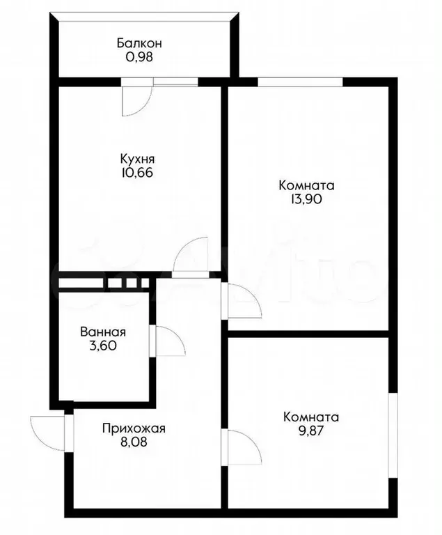 2-к. квартира, 49м, 2/8эт. - Фото 1