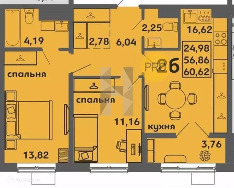 Продаётся 2-к квартира, 60.62 м - Фото 0