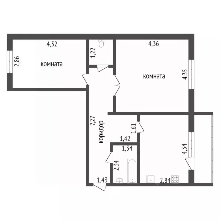 2-к кв. Тюменская область, Тобольск 4-й мкр, 36/1 (60.3 м) - Фото 2