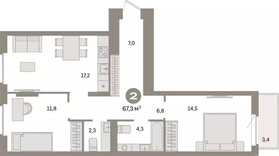 2-комнатная квартира: Екатеринбург, жилой район Сортировочный, ... - Фото 1