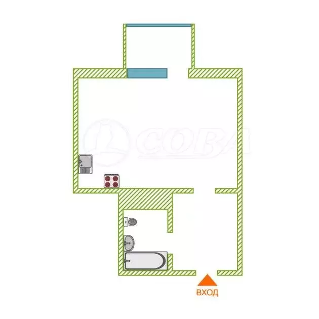 Квартира-студия: Тюмень, Таврическая улица, 9к1 (40 м) - Фото 2