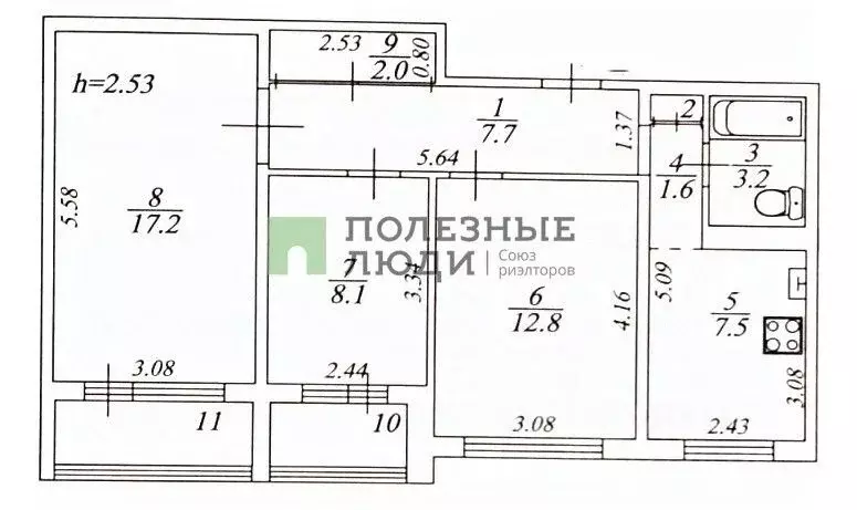 3-к кв. Астраханская область, Астрахань ул. Победы, 58 (60.4 м) - Фото 1