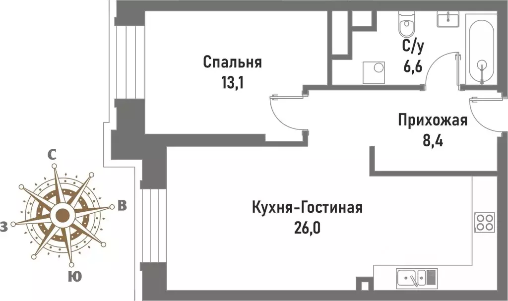 2-к кв. Москва ул. Матросская Тишина, 12 (54.1 м) - Фото 0