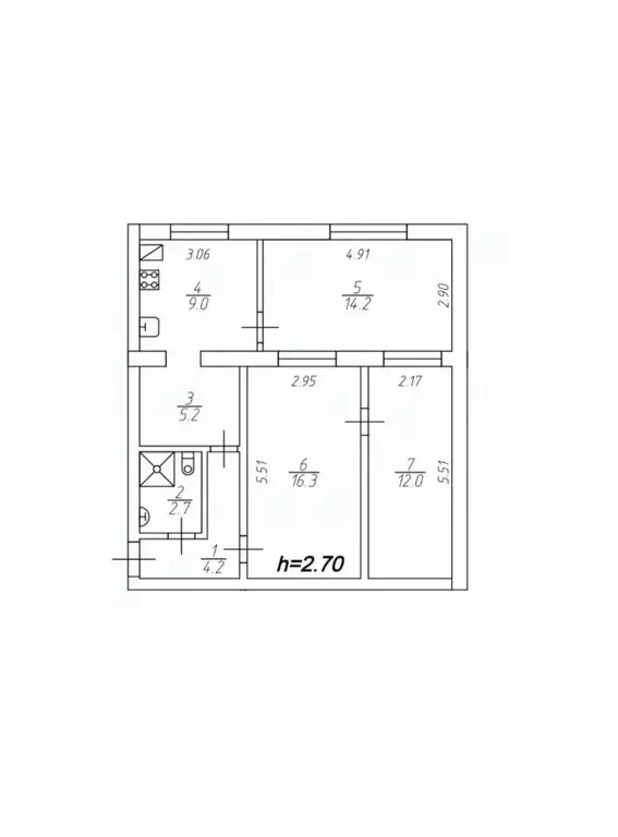 3-к кв. Кабардино-Балкария, Нальчик ул. Головко (63.0 м) - Фото 2